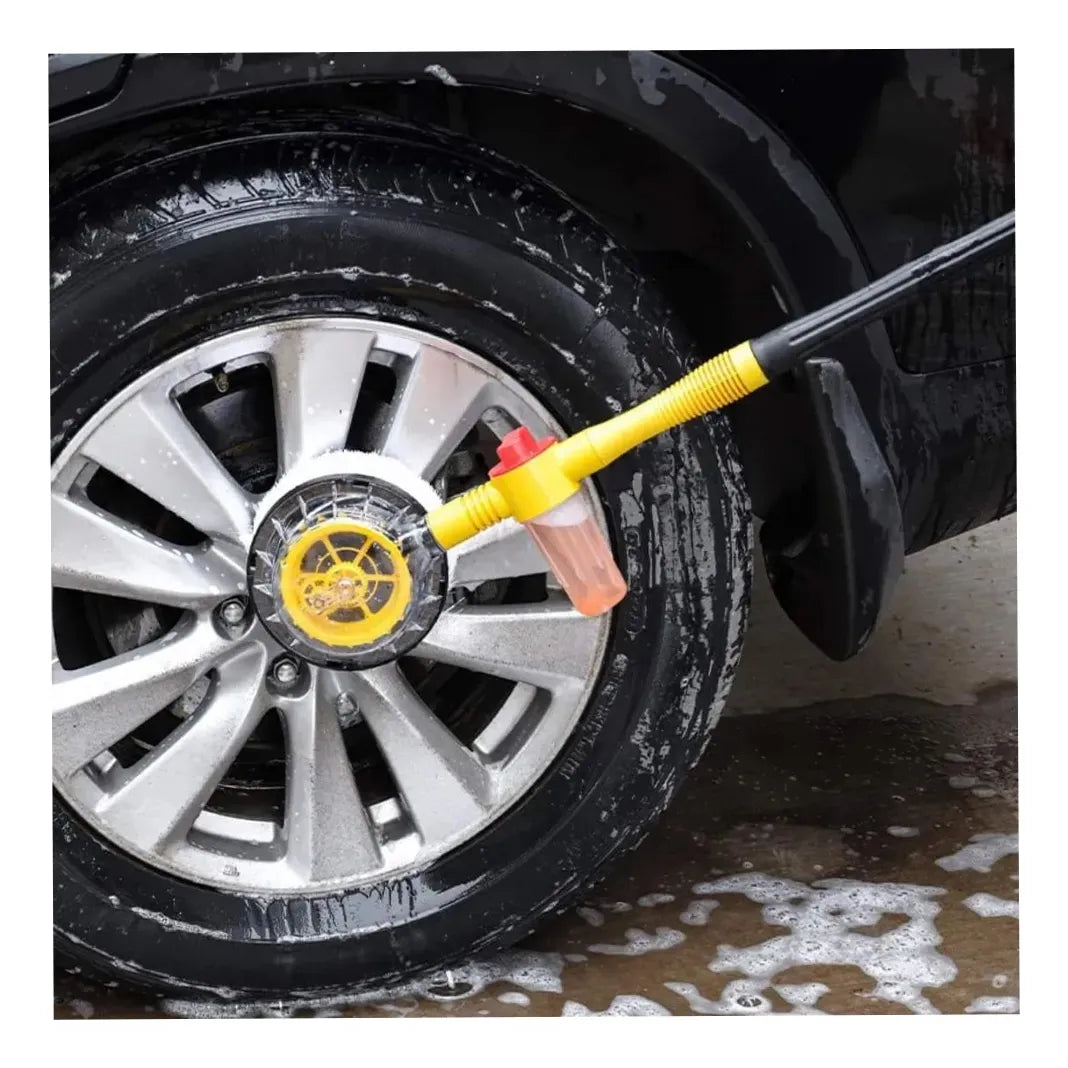 Cepillo de Lavado Giratorio para Autos con Dispensador de Jabón y Mango Extensible