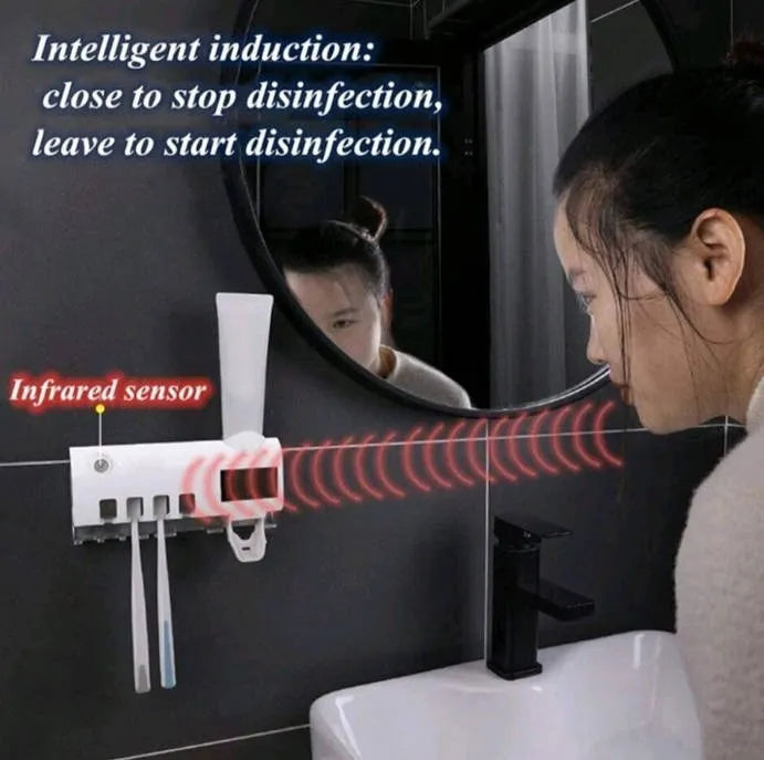 Dispensador Automático de Pasta de Dientes con Luz UV Desinfectante | Esterilizador de Cepillos de Dientes