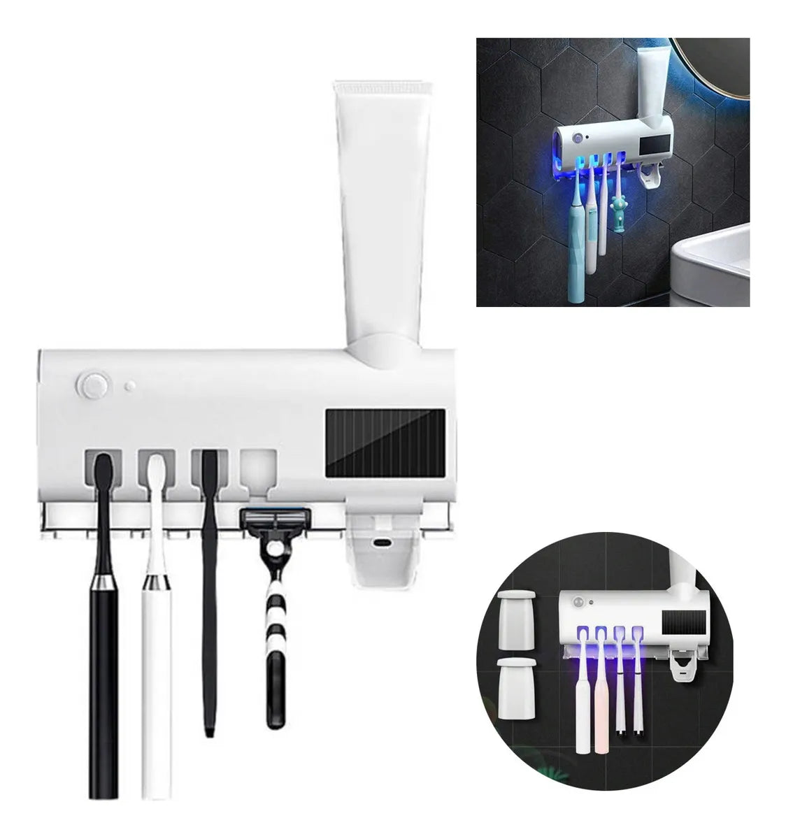Dispensador Automático de Pasta de Dientes con Luz UV Desinfectante | Esterilizador de Cepillos de Dientes