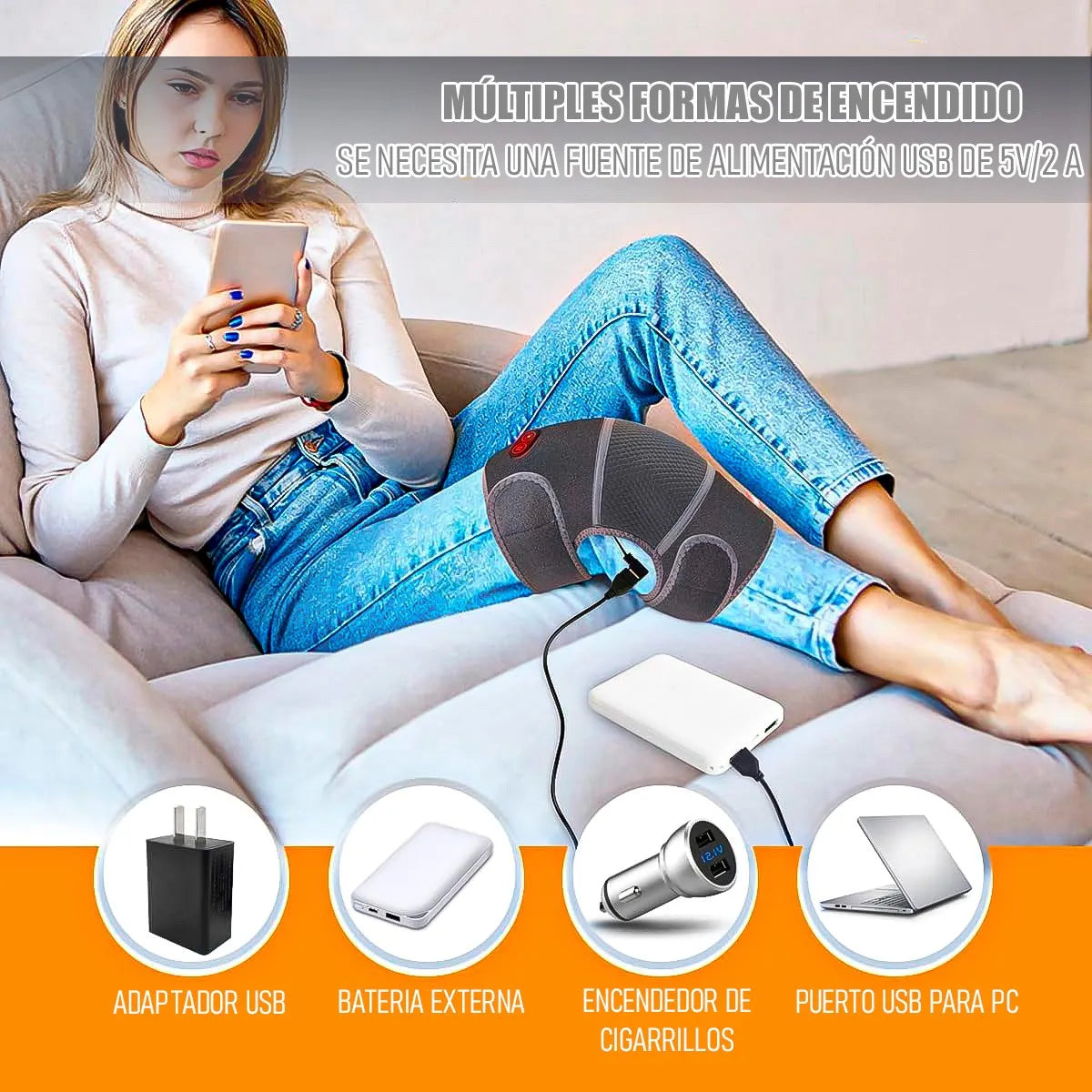 🦵Rodillera Calentadora Masajeador de Carga USB – Alivio Inteligente para Dolor y Lesiones