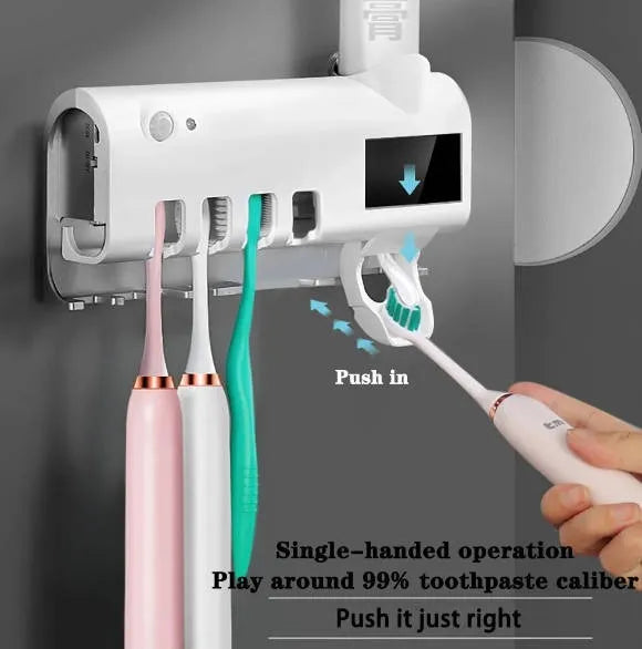 Dispensador Automático de Pasta de Dientes con Luz UV Desinfectante | Esterilizador de Cepillos de Dientes