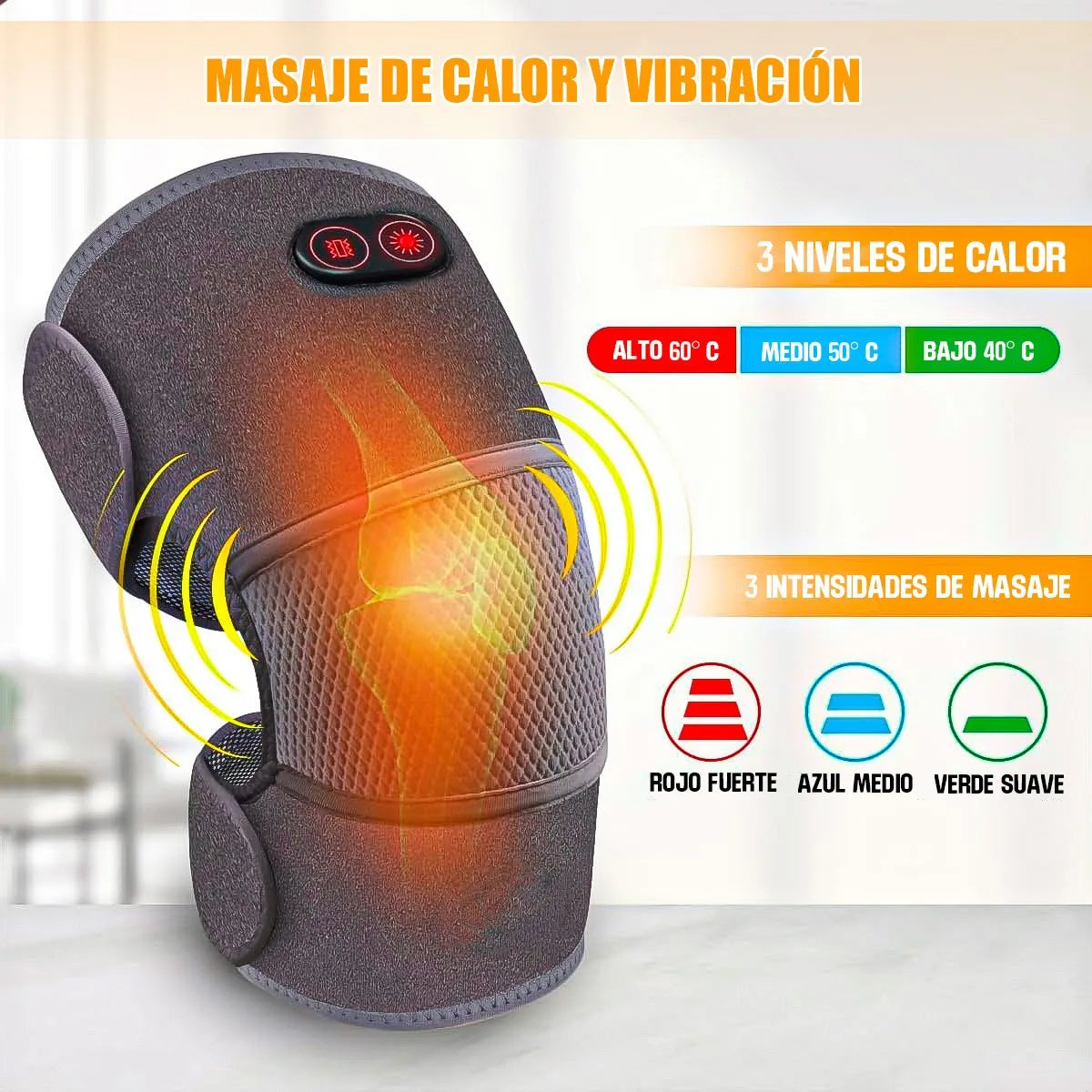 🦵Rodillera Calentadora Masajeador de Carga USB – Alivio Inteligente para Dolor y Lesiones