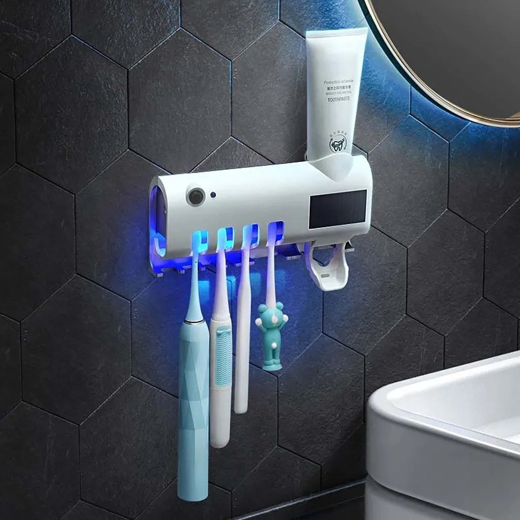 Dispensador Automático de Pasta de Dientes con Luz UV Desinfectante | Esterilizador de Cepillos de Dientes